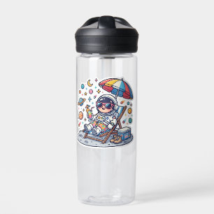 Schattige Kawaii Ruimtevaarder Zomer Strand Ruimte Waterfles