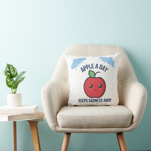 Schattige Kawaii Sad Apple Pillow – Grappig Fruit  Kussen (Stoel)