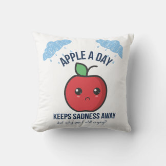Schattige Kawaii Sad Apple Pillow – Grappig Fruit  Kussen