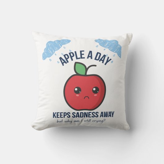 Schattige Kawaii Sad Apple Pillow – Grappig Fruit  Kussen (Voorkant)