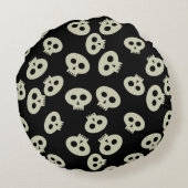 Schattige Kawaii schedelpatroon zwart rond kussen (Achterkant)
