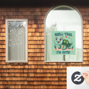 Schattige Kawaii Schildpad met Grappige Stuntelige Raamsticker