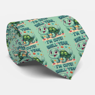 Schattige Kawaii Schildpad met Grappige Stuntelige Stropdas