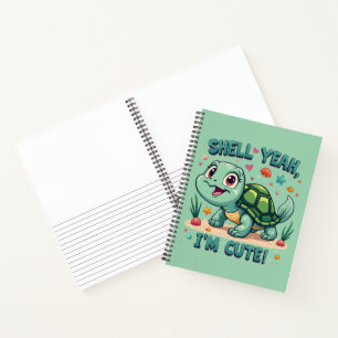 Schattige Kawaii Schildpad met Grappige Woordspeli Notitieboek