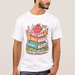 Schattige Kawaii Schoolboeken Leraren Waardering T-shirt