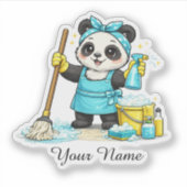 Schattige Kawaii Schoonmaak Panda Sticker (Voorkant)
