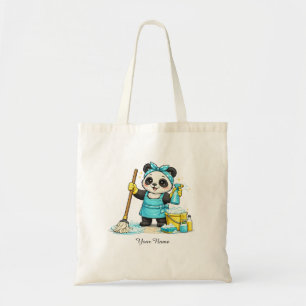 Schattige Kawaii Schoonmaak Panda Sticker Tote Bag