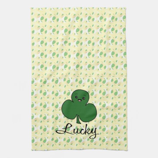 Schattige Kawaii Shamrock Theedoek (Verticaal)