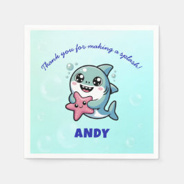 Schattige Kawaii Shark gepersonaliseerd Baby showe Servet