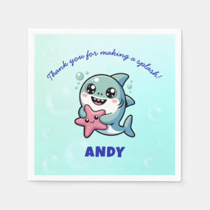 Schattige Kawaii Shark gepersonaliseerd Baby showe Servet