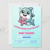 Schattige Kawaii Shark & Starfish Baby shower Kaart (Voorkant)