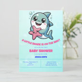 Schattige Kawaii Shark & Starfish Baby shower Kaart (Staand voorkant)