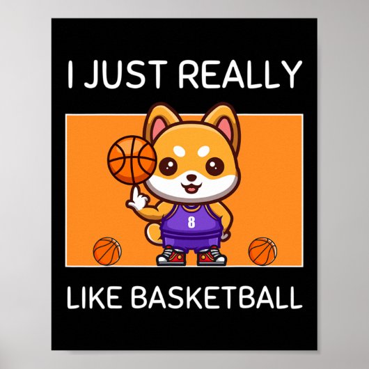 Schattige Kawaii Shiba Inu Ik hou gewoon van baske Poster (Voorkant)
