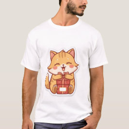 Schattige Kawaii Sinaasappelkat Knuffelcadeau Doos T-shirt