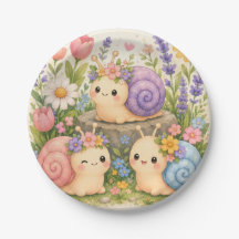 Schattige kawaii slakken met bloemen