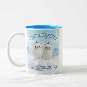 Schattige Kawaii Sneeuwberen – “Heb je je Bijbel g Tweekleurige Koffiemok