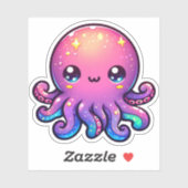 Schattige Kawaii Space Octopus met kosmische gloed Sticker (Vel)