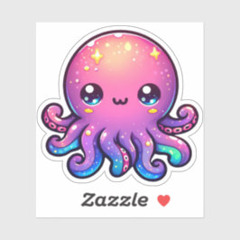 Schattige Kawaii Space Octopus met kosmische gloed Sticker