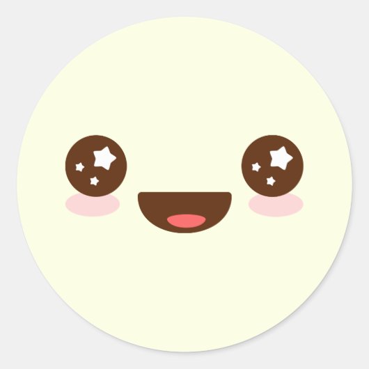 Schattige Kawaii Sparkle face(%¹ ☆*) Ronde Sticker (Voorkant)