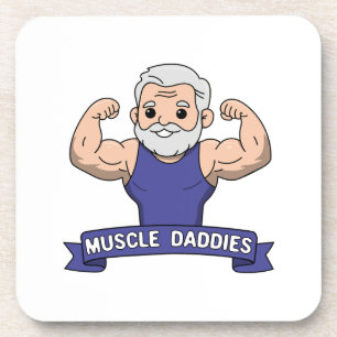 Schattige Kawaii Spier Daddy Baardige Bodybuilder Bier Onderzetter