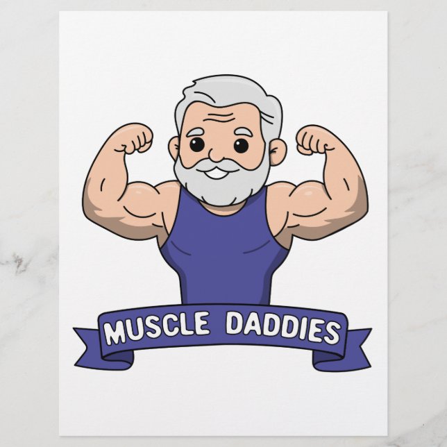 Schattige Kawaii Spier Daddy Baardige Bodybuilder Briefhoofd (Voorkant)