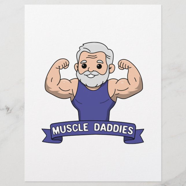 Schattige Kawaii Spier Daddy Baardige Bodybuilder Briefhoofd (Voorkant)