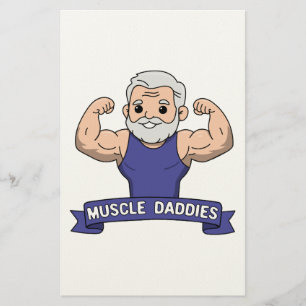 Schattige Kawaii Spier Daddy Baardige Bodybuilder Briefpapier