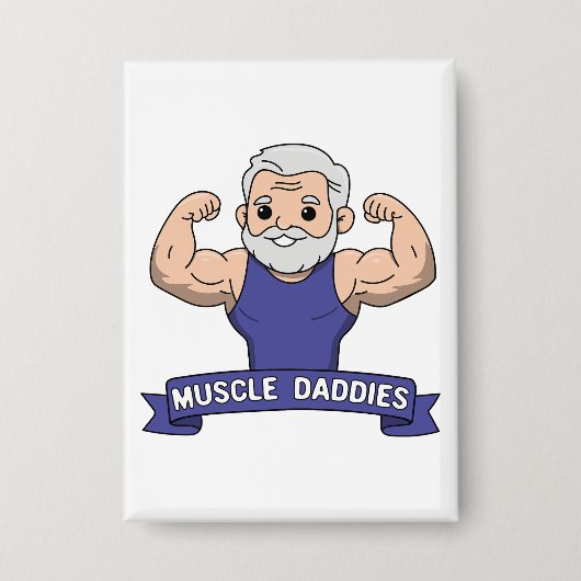 Schattige Kawaii Spier Daddy Baardige Bodybuilder Button (Voorkant)