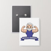 Schattige Kawaii Spier Daddy Baardige Bodybuilder Button (Voorkant / Achterkant)