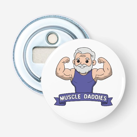 Schattige Kawaii Spier Daddy Baardige Bodybuilder Button Flesopener (Voorkant)