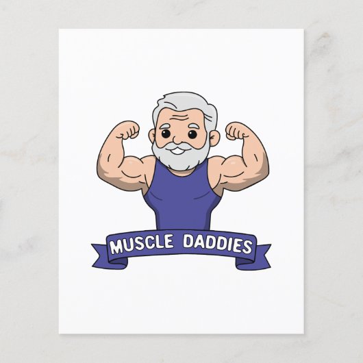 Schattige Kawaii Spier Daddy Baardige Bodybuilder Flyer (Voorkant)
