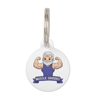 Schattige Kawaii Spier Daddy Baardige Bodybuilder Huisdierpenning