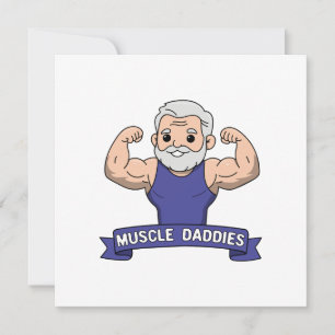 Schattige Kawaii Spier Daddy Baardige Bodybuilder Kaart