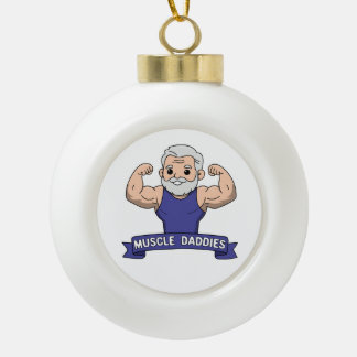 Schattige Kawaii Spier Daddy Baardige Bodybuilder Keramische Bal Ornament