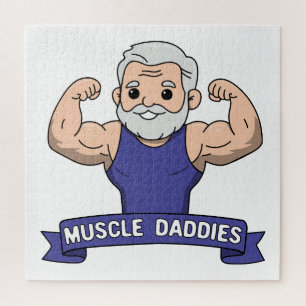 Schattige Kawaii Spier Daddy Baardige Bodybuilder Legpuzzel