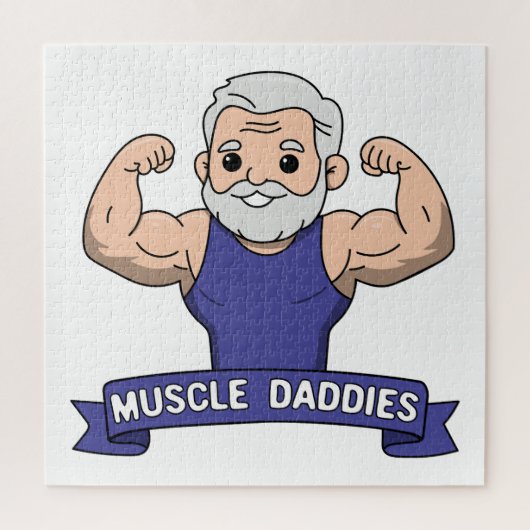Schattige Kawaii Spier Daddy Baardige Bodybuilder Legpuzzel (Verticaal)