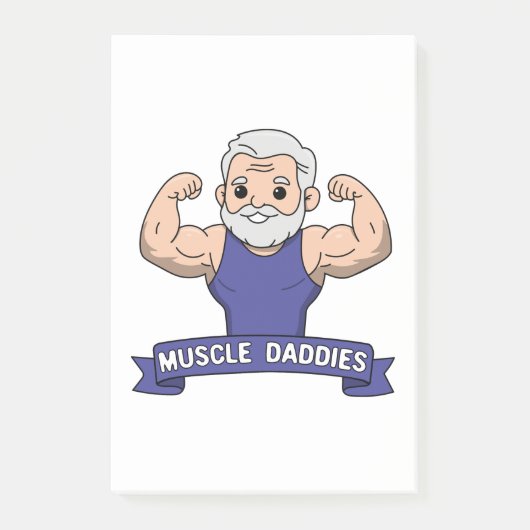 Schattige Kawaii Spier Daddy Baardige Bodybuilder Post-it® Notes (Voorkant)
