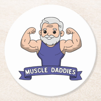 Schattige Kawaii Spier Daddy Baardige Bodybuilder Ronde Kartonnen Onderzetter
