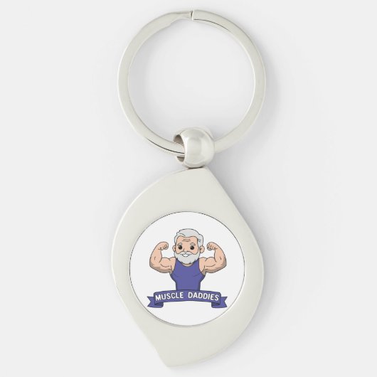 Schattige Kawaii Spier Daddy Baardige Bodybuilder Sleutelhanger (Voorkant)