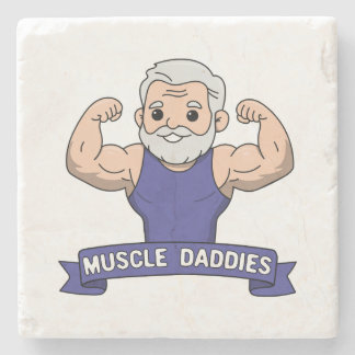 Schattige Kawaii Spier Daddy Baardige Bodybuilder Stenen Onderzetter