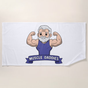 Schattige Kawaii Spier Daddy Baardige Bodybuilder Strandlaken
