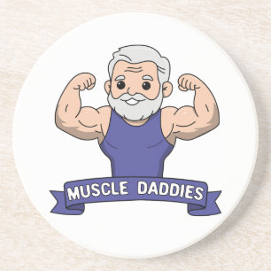 Schattige Kawaii Spier Daddy Baardige Bodybuilder Zandsteen Onderzetter