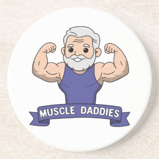 Schattige Kawaii Spier Daddy Baardige Bodybuilder Zandsteen Onderzetter
