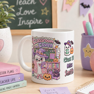 Schattige Kawaii Spookachtige Leraar Geest Hallowe Grote Koffiekop
