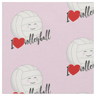 schattige kawaii sportmeisjes ik hou van volleybal stof