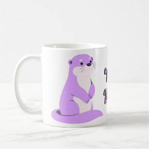 Schattige Kawaii Staande Paarse Zeeotter Mok