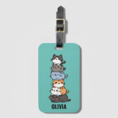 Schattige Kawaii Stack van Kitty Cats Bagagelabel (Voorkant (verticaal))