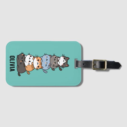Schattige Kawaii Stack van Kitty Cats Bagagelabel (Voorkant (horizontaal))