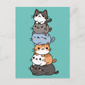 Schattige Kawaii Stack van Kitty Cats Briefkaart (Voorkant)