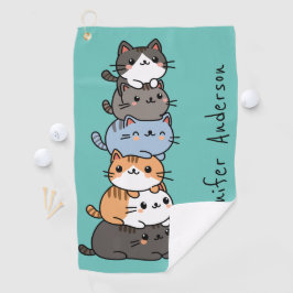 Schattige Kawaii Stack van Kitty Cats Custom Golfhanddoek